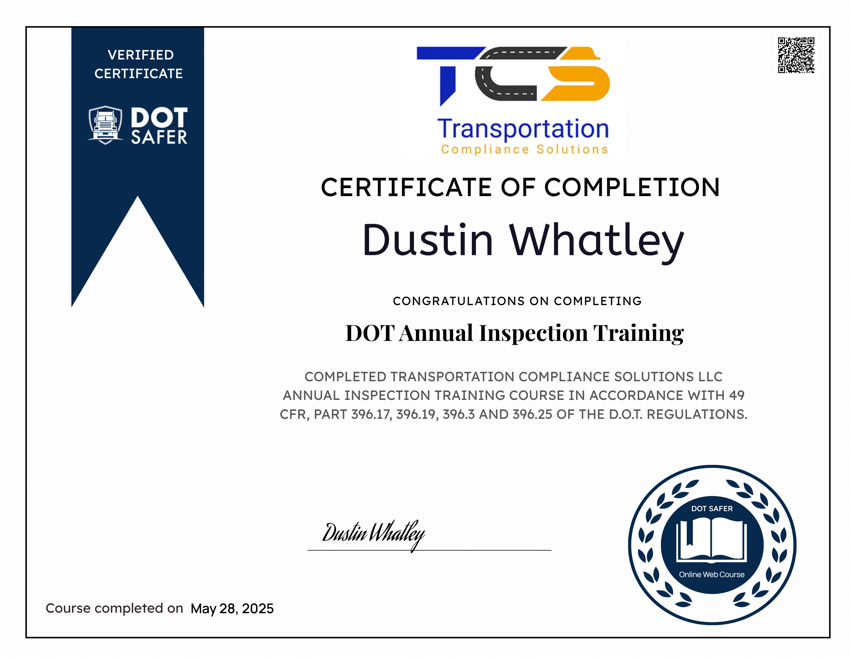 DOT Annual Inspection Training