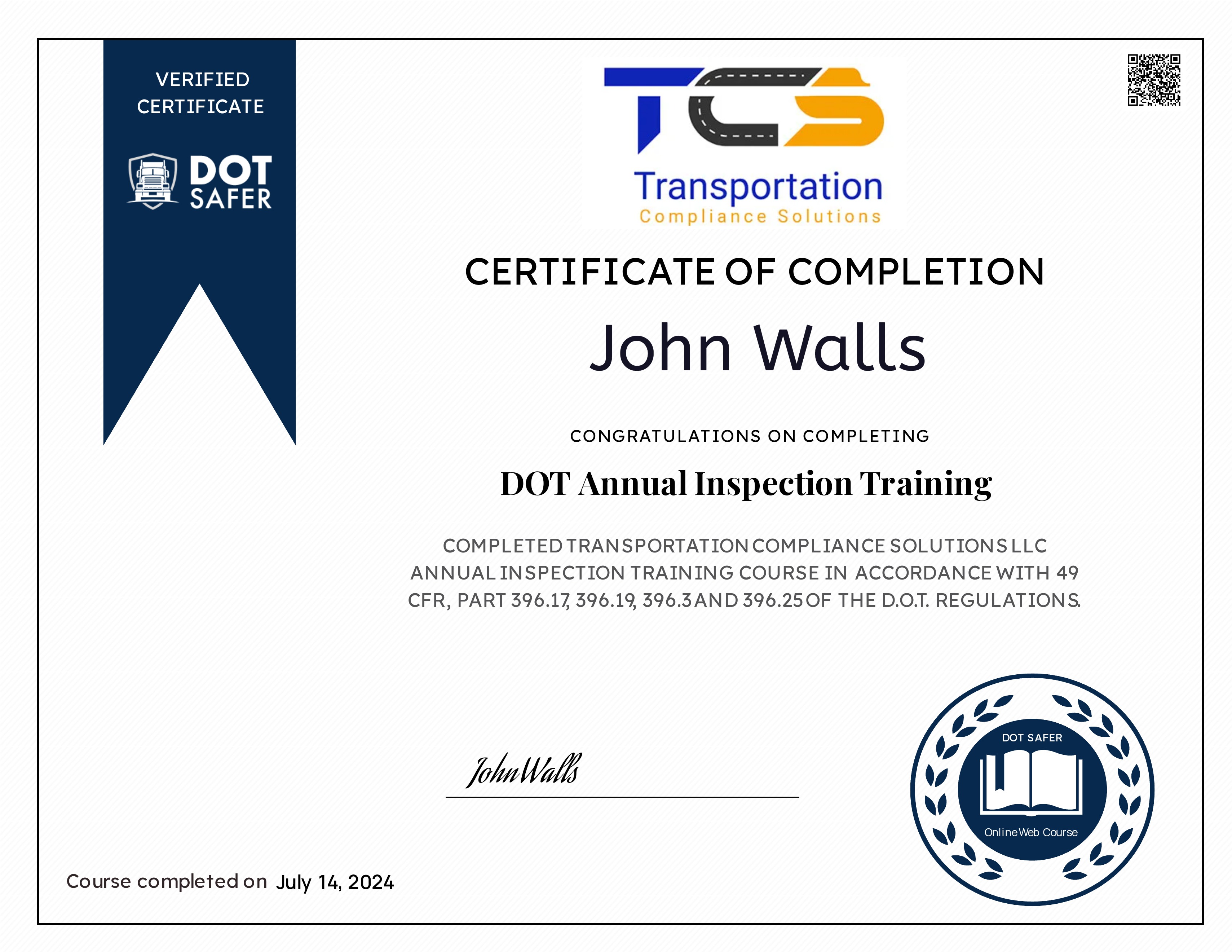 DOT Annual Inspection Training
